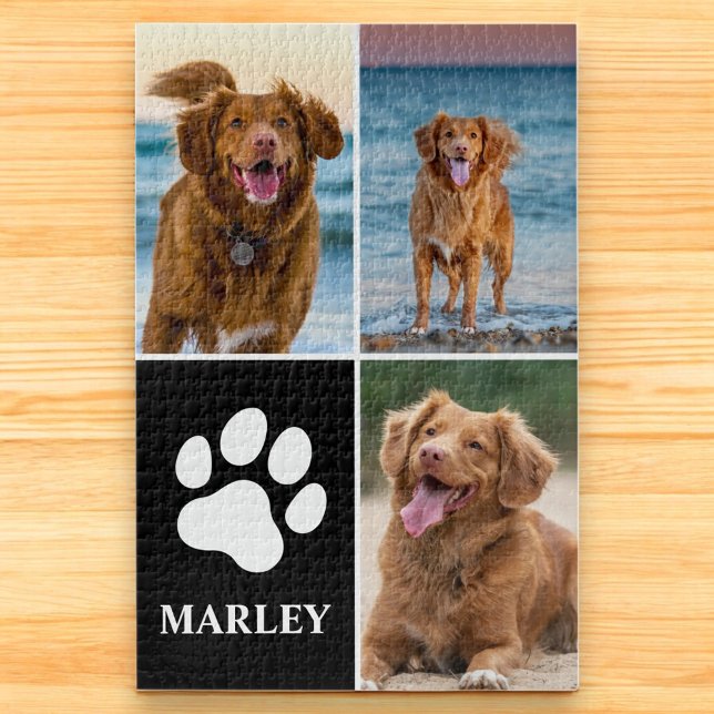 Puzzle Custom Pet Dog Paw Print 3 Cute Photo Collage (Créateur téléchargé)