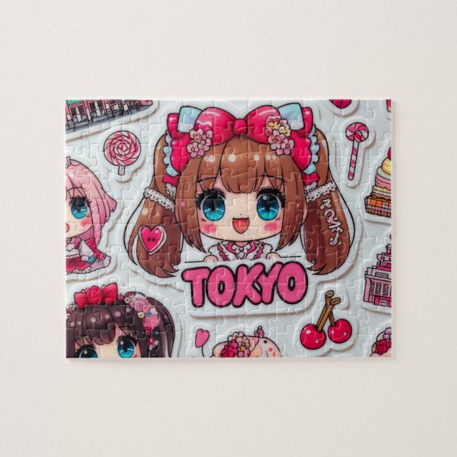 Puzzle Cute Anime Girl & Kawaii Things Tokyo Harajuku  (Horizontal)