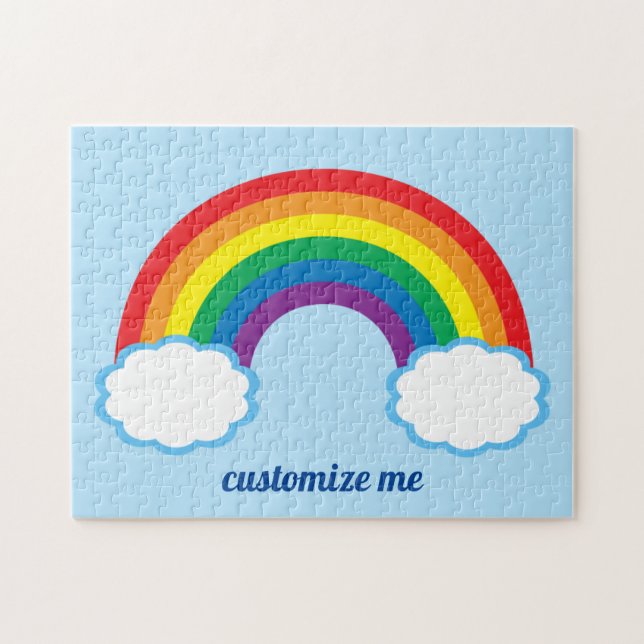 Puzzle Cute arc-en-ciel personnalisé (Horizontal)