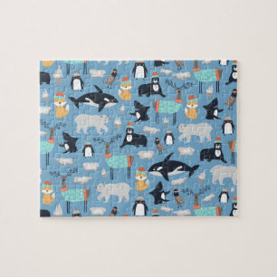 Puzzle Cute Arctic Animaux Motif sans couture