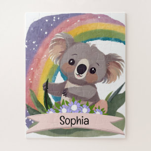 Puzzle Cute Baby Koala Rainbow Nom personnalisé