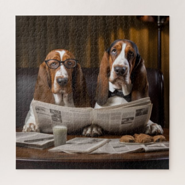 Puzzle Cute basset hounds lecture journal (Vertical)