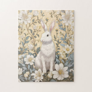 Puzzle Cute Blanc Bunny Pastel Jaune Floral