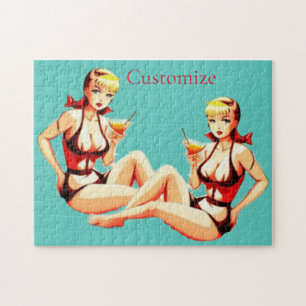 Puzzle Cute Blonde Martini Bikini Girl Thunder_Cove