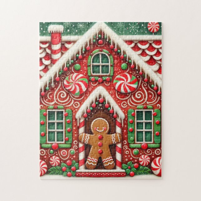 Puzzle Cute, blonde, pain d'épice homme & maison (Vertical)
