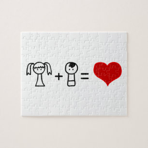 Puzzle Cute boy and girl love doodle