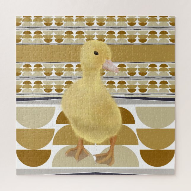 Puzzle Cute Canard Brown doré semi-cercle géométrique (Vertical)
