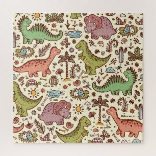 Puzzle Cute Cartoon Dinosaur Motif Vintage