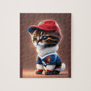 Puzzle Cute Chat Avec Équipe De Football T Chemise