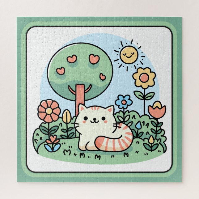 Puzzle Cute Chat Dans Un Jardin Doodart (Vertical)