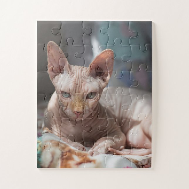Puzzle Cute Chat Lounge sans fourrure (Vertical)