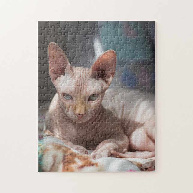 Puzzle Cute Chat Lounge sans fourrure (Vertical)