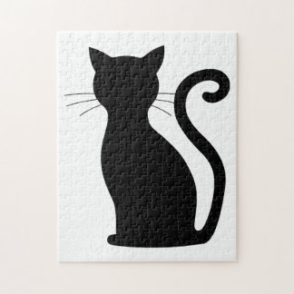 Puzzle Cute Chat Noir Silhouette Fun Noir et Blanc