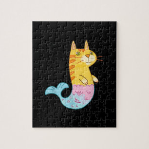 Puzzle Cute Chat Sirène Poisson Nager En Mer Cadeau