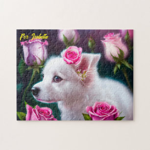 Puzzle Cute Chien Et Collection Rose