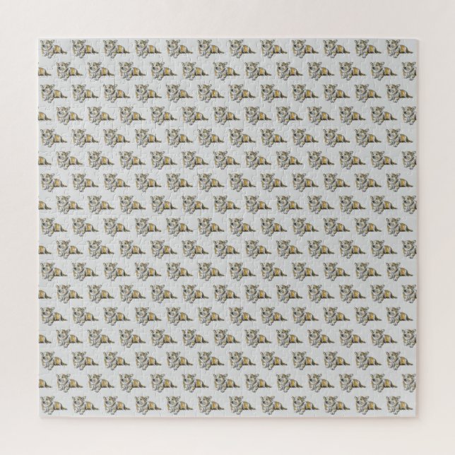 Puzzle Cute Corgi Chien Motif Grey Arrière - plan (Vertical)