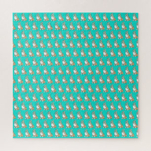 Puzzle Cute Corgi Motif chien Arrière - plan turquoise