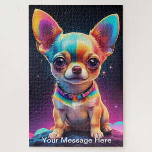 Puzzle Cute Cosmic Chihuahua Surreal Rainbow Art
