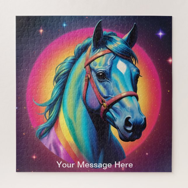 Puzzle Cute Cosmic Horse Surreal Rainbow Art (Vertical)