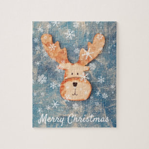 Puzzle Cute Deer Snowflake Joyeux Noël Enfants