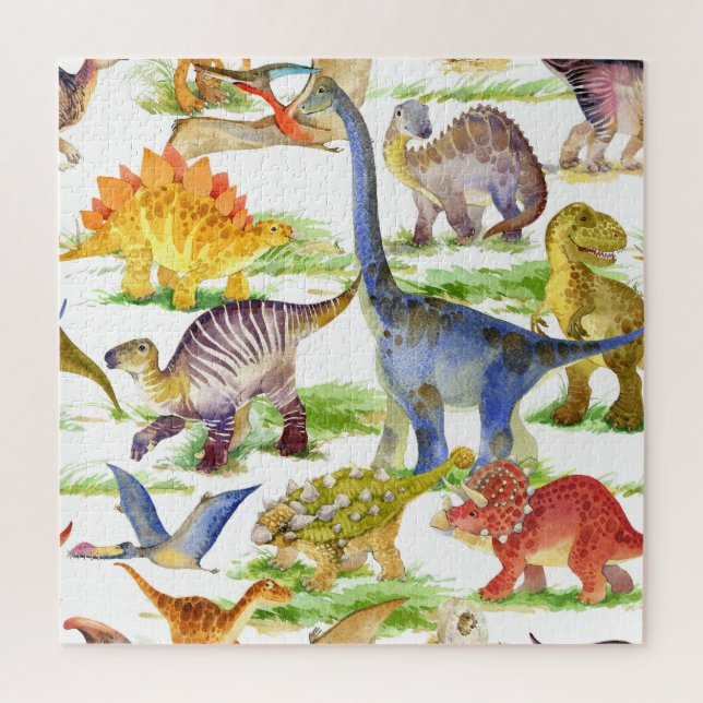 Puzzle Cute Dinosaures Aquarelle Art sans fil (Vertical)