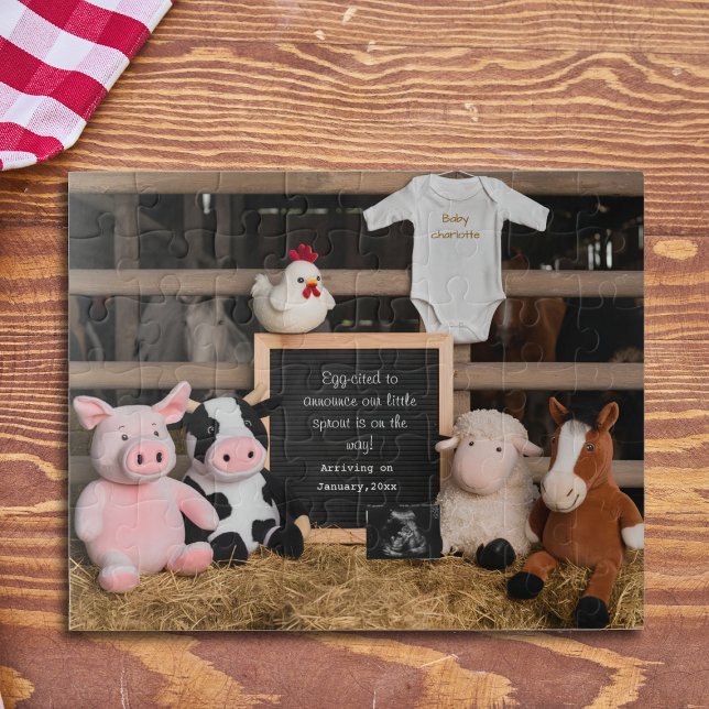 Puzzle Cute Farm Animaux Faire-part de grossesse numériqu (Créateur téléchargé)