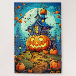Puzzle Cute Festive Haunted House   Bonne Halloween