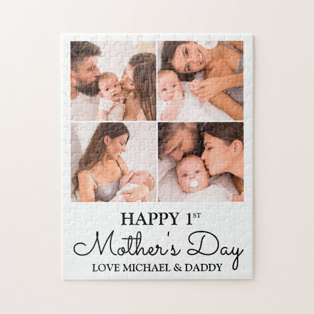 Puzzle Cute First Mothers Day Modern Photo Collage (Vertical)