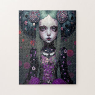 Puzzle Cute Goth Girl Purple Black Imaginaire Art