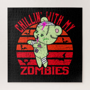 Puzzle Cute Halloween Chillin' with My Zombies Teddy Bear