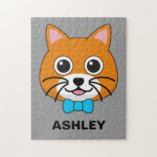 Puzzle Cute Happy Ginger Cat avec Papillon   Personnalise