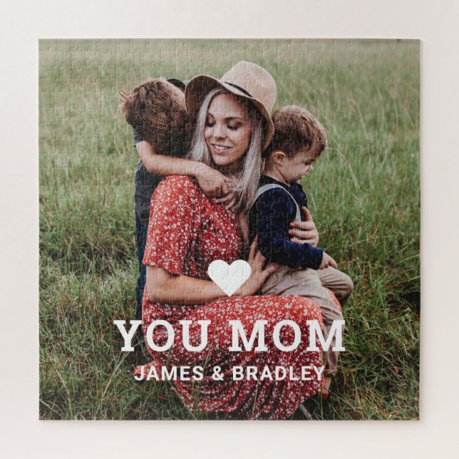 Puzzle Cute Heart Love You Maman Fête des Mères Photo (Vertical)