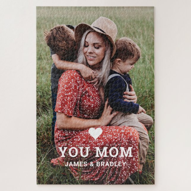 Puzzle Cute Heart Love You Maman Fête des Mères Photo (Vertical)