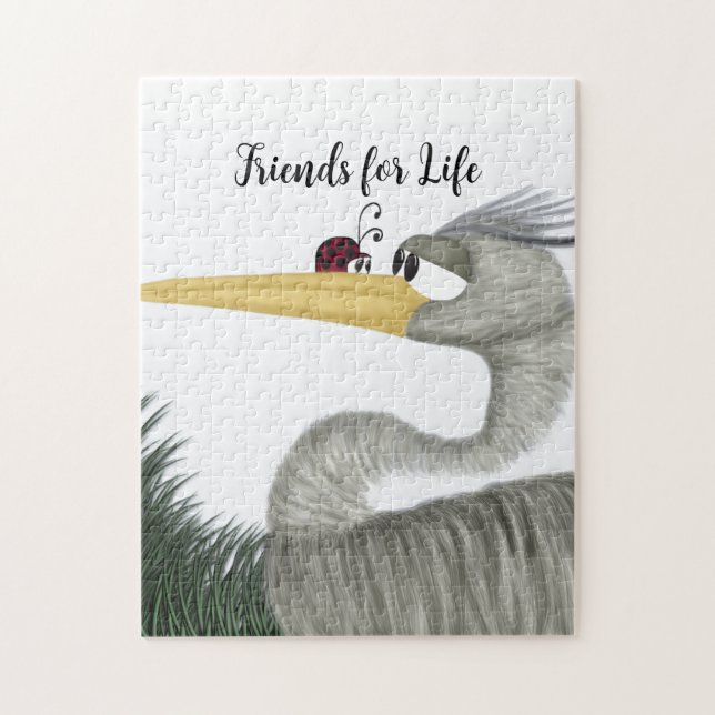 Puzzle Cute Heron et Ladybug (Vertical)
