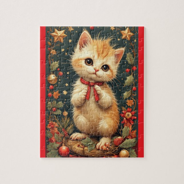 Puzzle Cute Holiday Kitten  (Vertical)