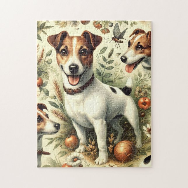 Puzzle Cute Jack Russell Terrier Vintage (Vertical)