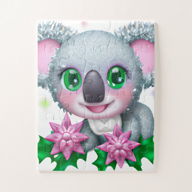 Puzzle Cute Kawaii Koala Ours avec Fleurs (Vertical)