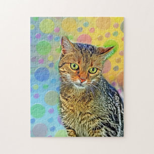 Puzzle Cute kitten - abstrait - peinture colorée