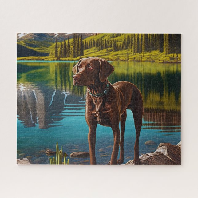 Puzzle Cute Lab Chien Chocolat Labrador Retriever (Horizontal)