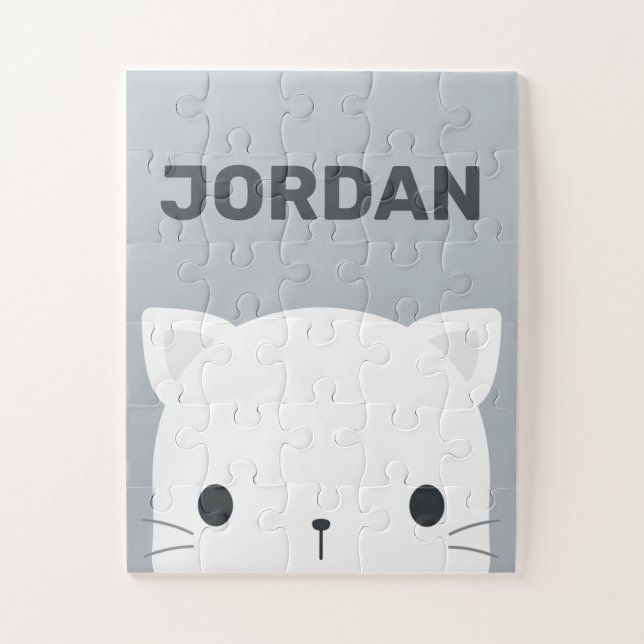 Puzzle Cute Little Cat avec nom personnalisé (Vertical)