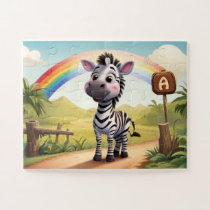 Puzzle Cute Little Zebra et Rainbow Personnalisé
