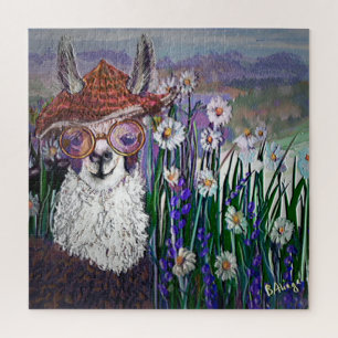 Puzzle .Cute Llama Art Avec Lunettes. Et Art