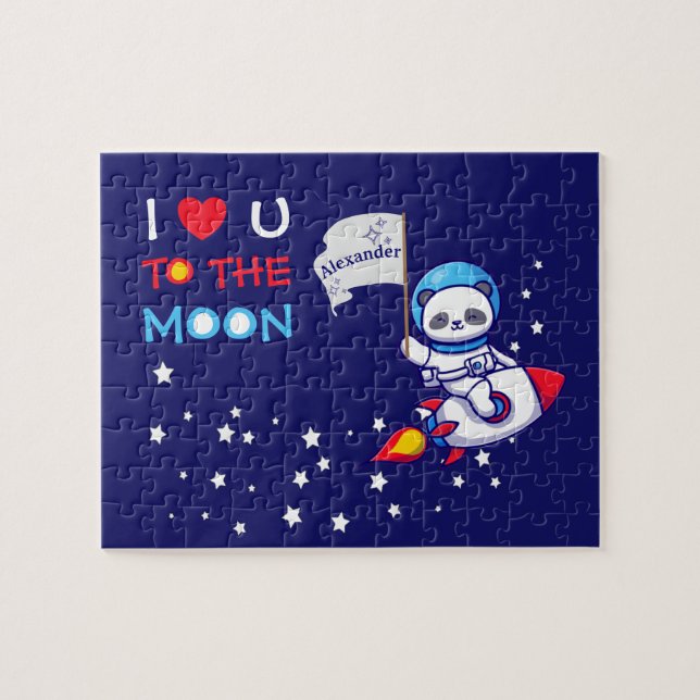 Puzzle Cute Panda Ours Astronaut Sur Rockship Kids (Horizontal)