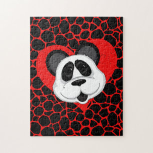 Puzzle Cute Panda Ours Coeur d'amour