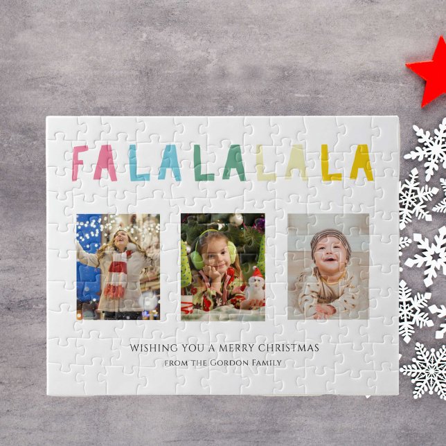 Puzzle Cute Pastel Christmas Fa La La 3 Photo Collage (Créateur téléchargé)