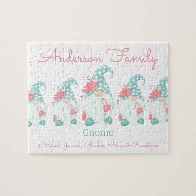 Puzzle Cute Pastel Personnalisé Noël Gnome Elf (Horizontal)
