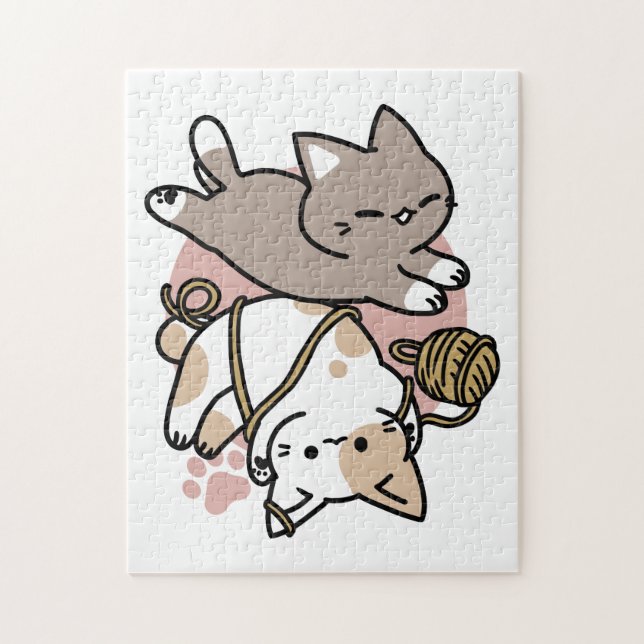 Puzzle Cute Playful Cats Design – Fun Paws and Play Art (Vertical)