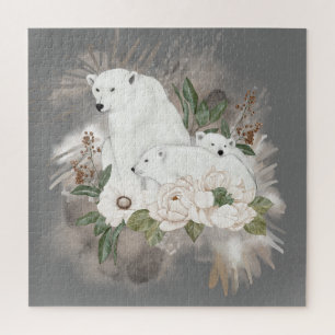Puzzle Cute Polaire Ours Famille Gris