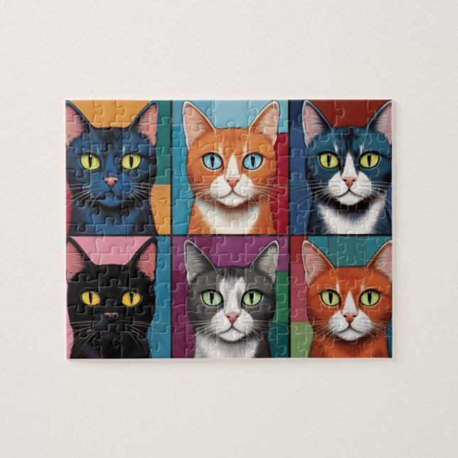Puzzle Cute Pop Art Chats (Horizontal)