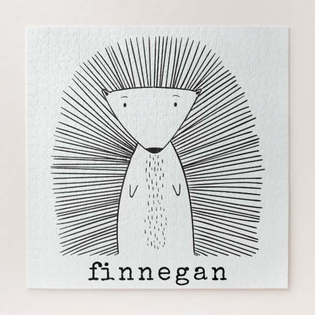Puzzle Cute Porcupine Ligne Simple Dessin Personnalisé (Vertical)